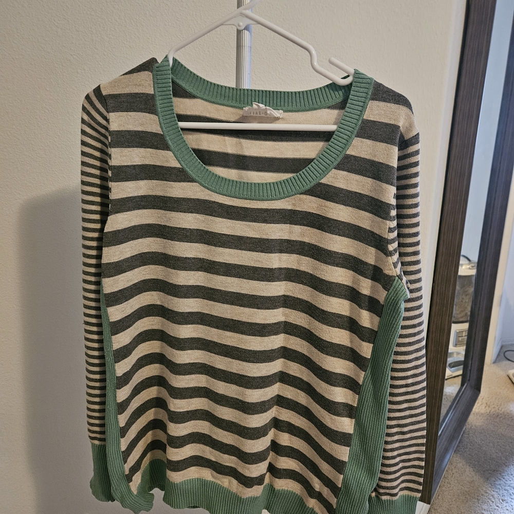 Olive & Oak Green and Black Striped Sweater